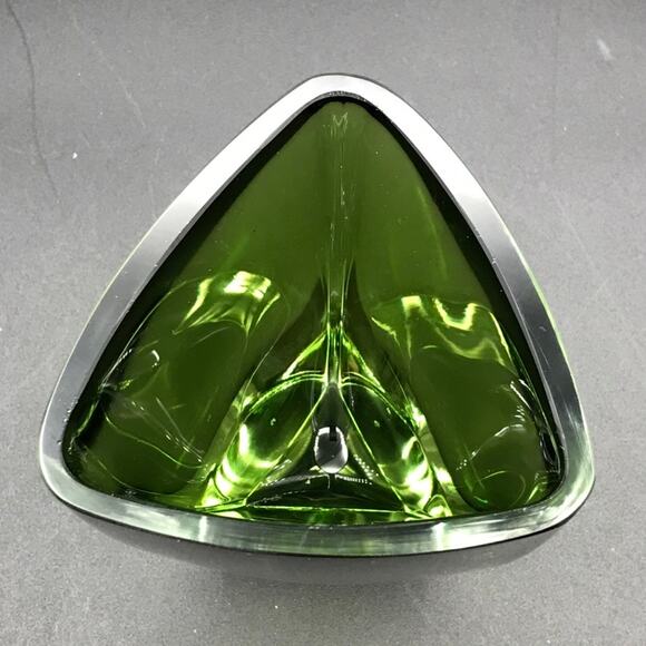 Vintage Mid-Century Modern Kronos Art Crystal Green Glass Vase Made in Poland - Picture 3 of 8